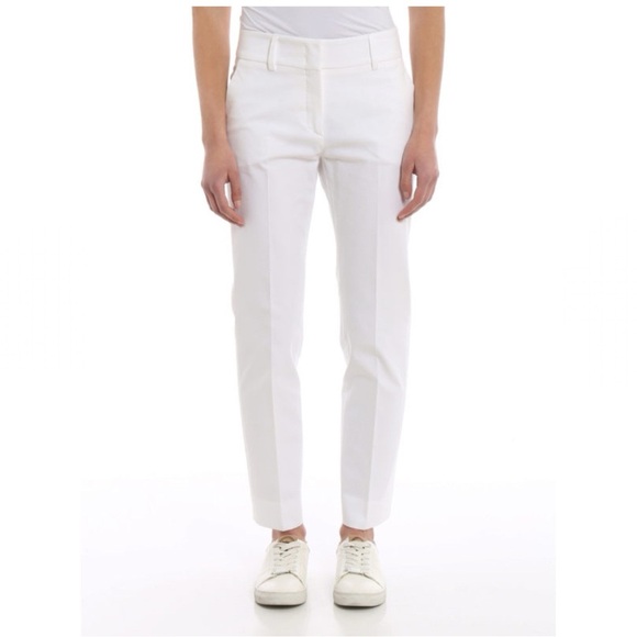 Piazza Sempione Kim White Cotton Tailored Trousers Size 10 US / IT 46 - Picture 2 of 9